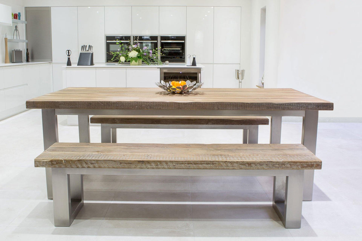 Solid wood dining table in kitchen