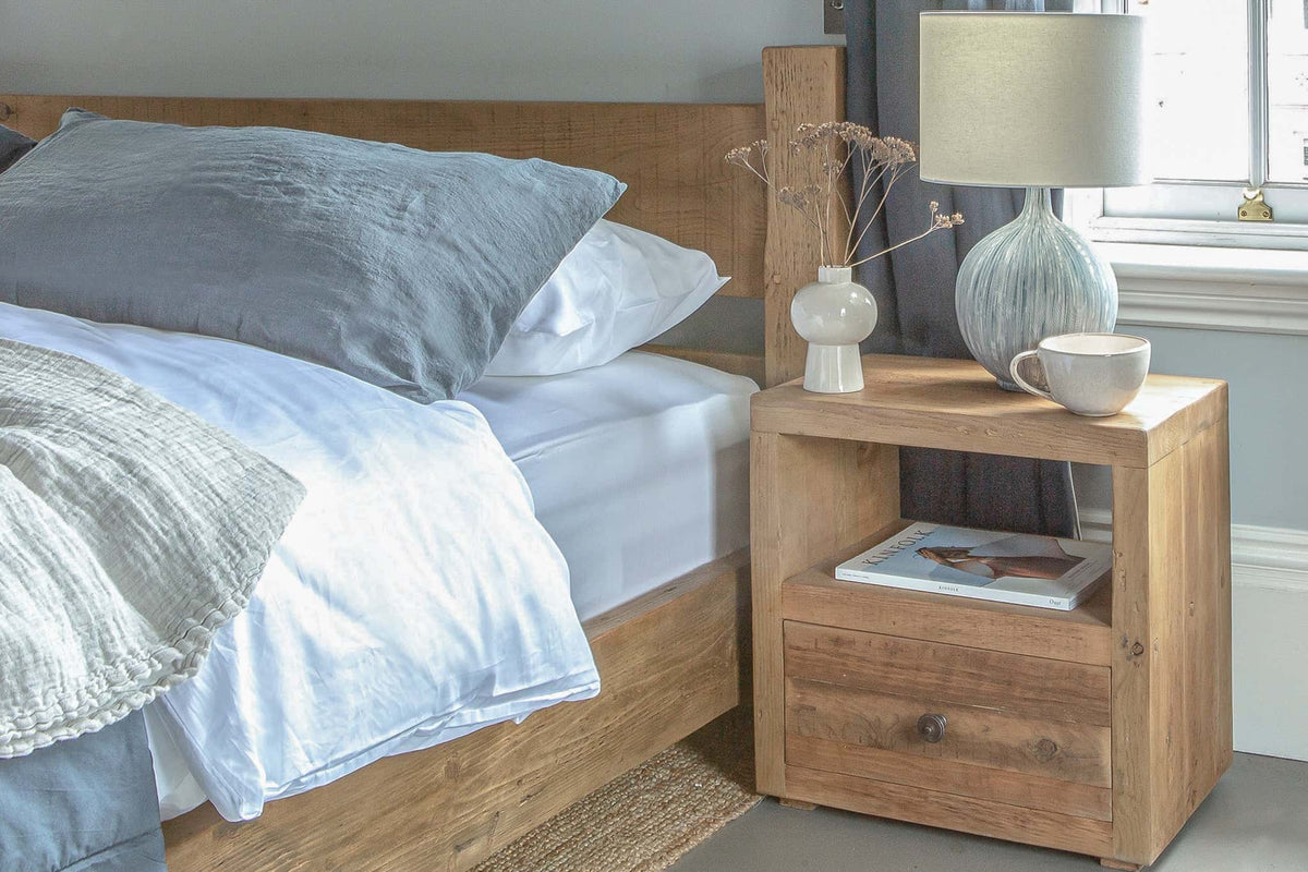 Branson 1 Drawer Bedside | branson 1 drawer bedside in warm with antique knob