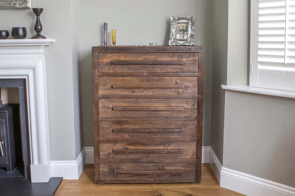 Distressed wood chest discount of drawers
