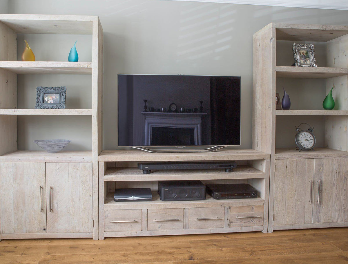 Grey 158.5cm Triple TV Stand With Bar Handles & 90.5cm Entertainment Units (Sold Separately)