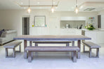 Grey 284cm Long Overhang Table With 178cm Side & 100cm End Benches (Sold Separately)
