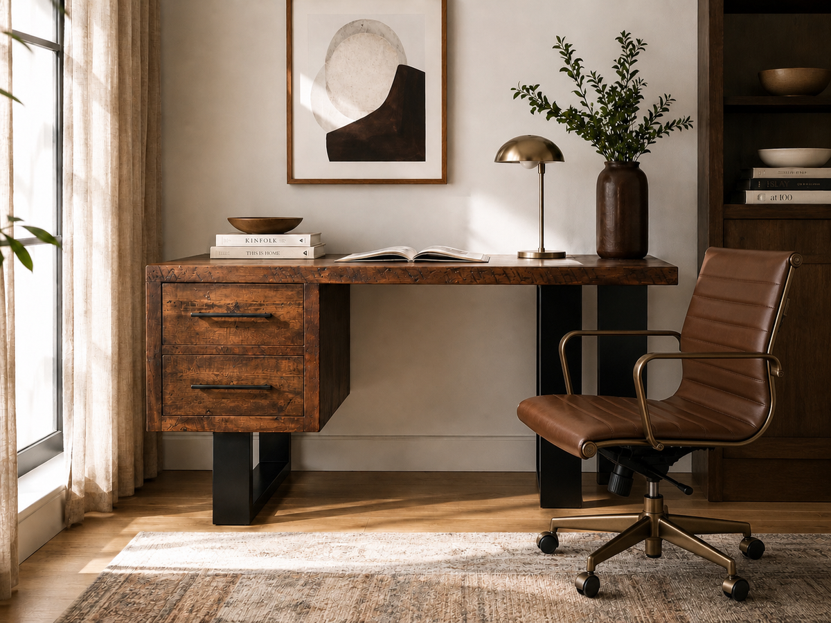 Cavendish Small Desk with matt black metal - Mocha - Ex-Display