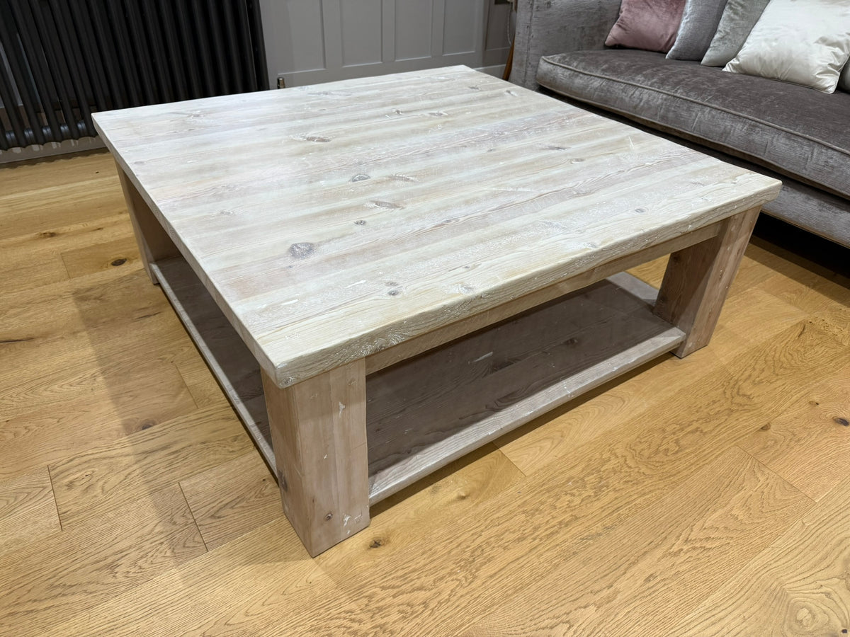 120 x 120 cm Hudson Coffee Table With Shelf - Limed - Ex-Display