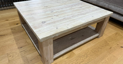 120 x 120 cm Hudson Coffee Table With Shelf - Limed - Ex-Display
