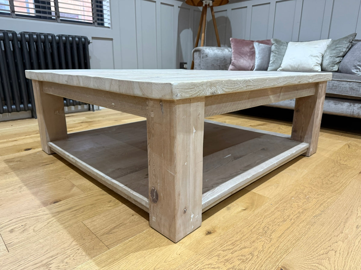 120 x 120 cm Hudson Coffee Table With Shelf - Limed - Ex-Display