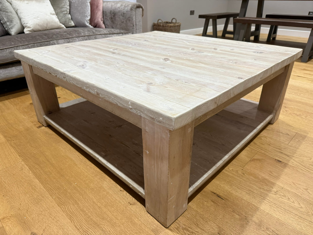 120 x 120 cm Hudson Coffee Table With Shelf - Limed - Ex-Display