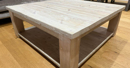 120 x 120 cm Hudson Coffee Table With Shelf - Limed - Ex-Display