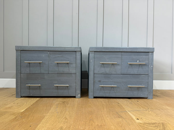 1 x Pair Havisham 3 Drawer Bedside - Smoked- Ex-Display