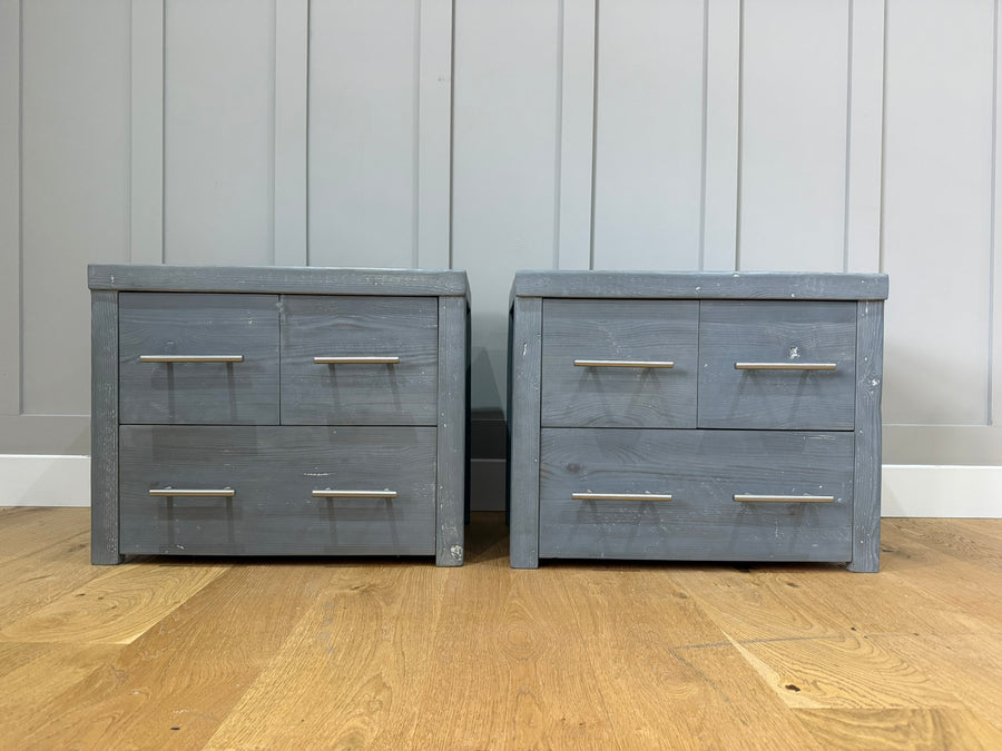 1 x Pair Havisham 3 Drawer Bedside - Smoked- Ex-Display