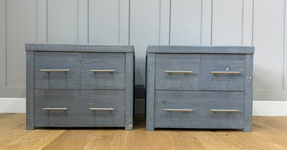 1 x Pair Havisham 3 Drawer Bedside - Smoked- Ex-Display