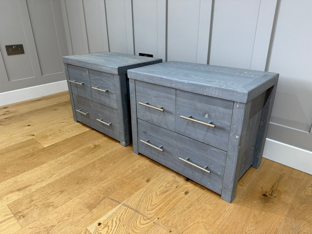 1 x Pair Havisham 3 Drawer Bedside - Smoked- Ex-Display
