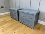 1 x Pair Havisham 3 Drawer Bedside - Smoked- Ex-Display