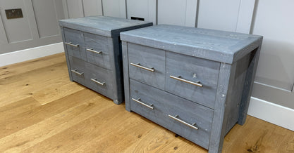 1 x Pair Havisham 3 Drawer Bedside - Smoked- Ex-Display