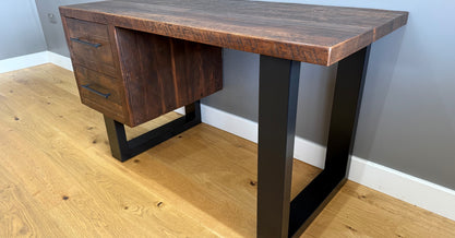 Cavendish Small Desk with matt black metal - Mocha - Ex-Display