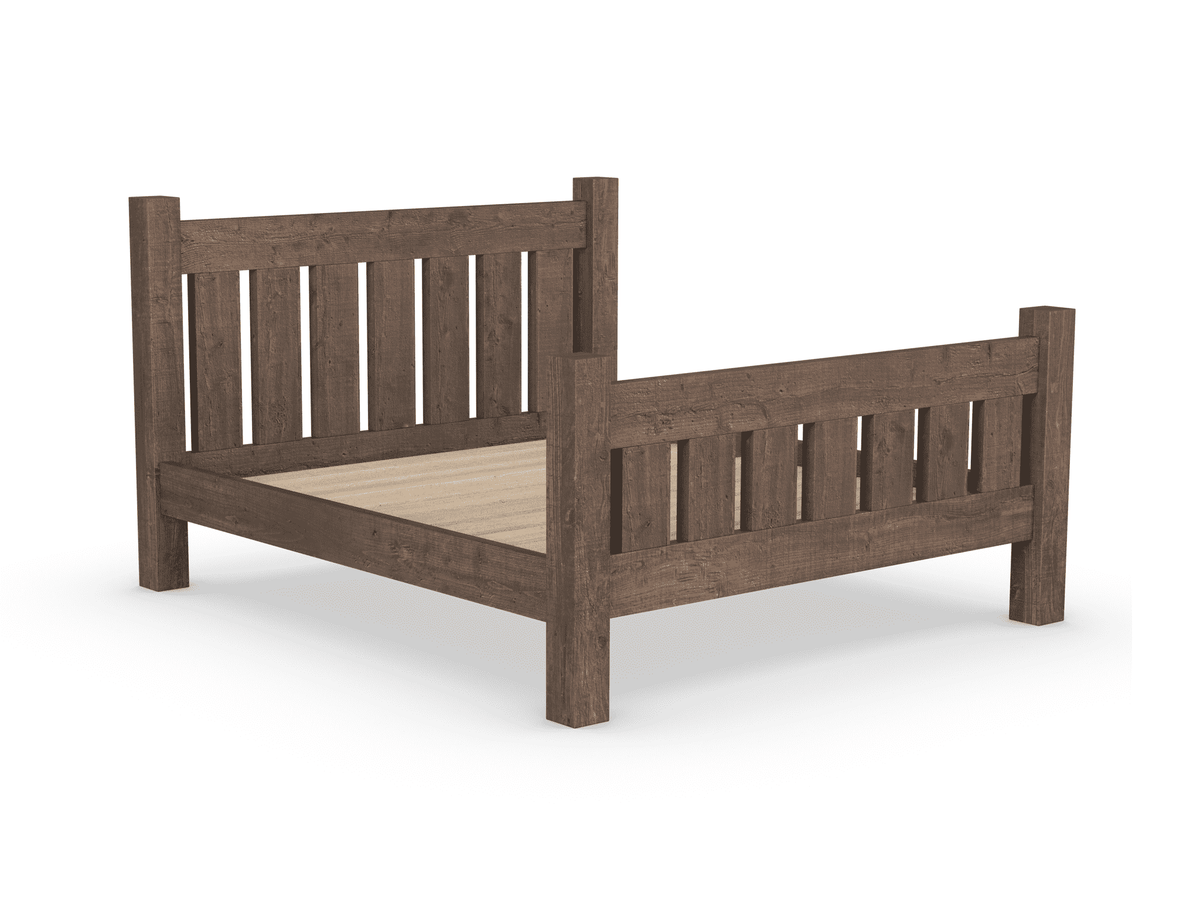 Reclaimed Rustic Wood Darcy Bed With Footboard Eat Sleep Live