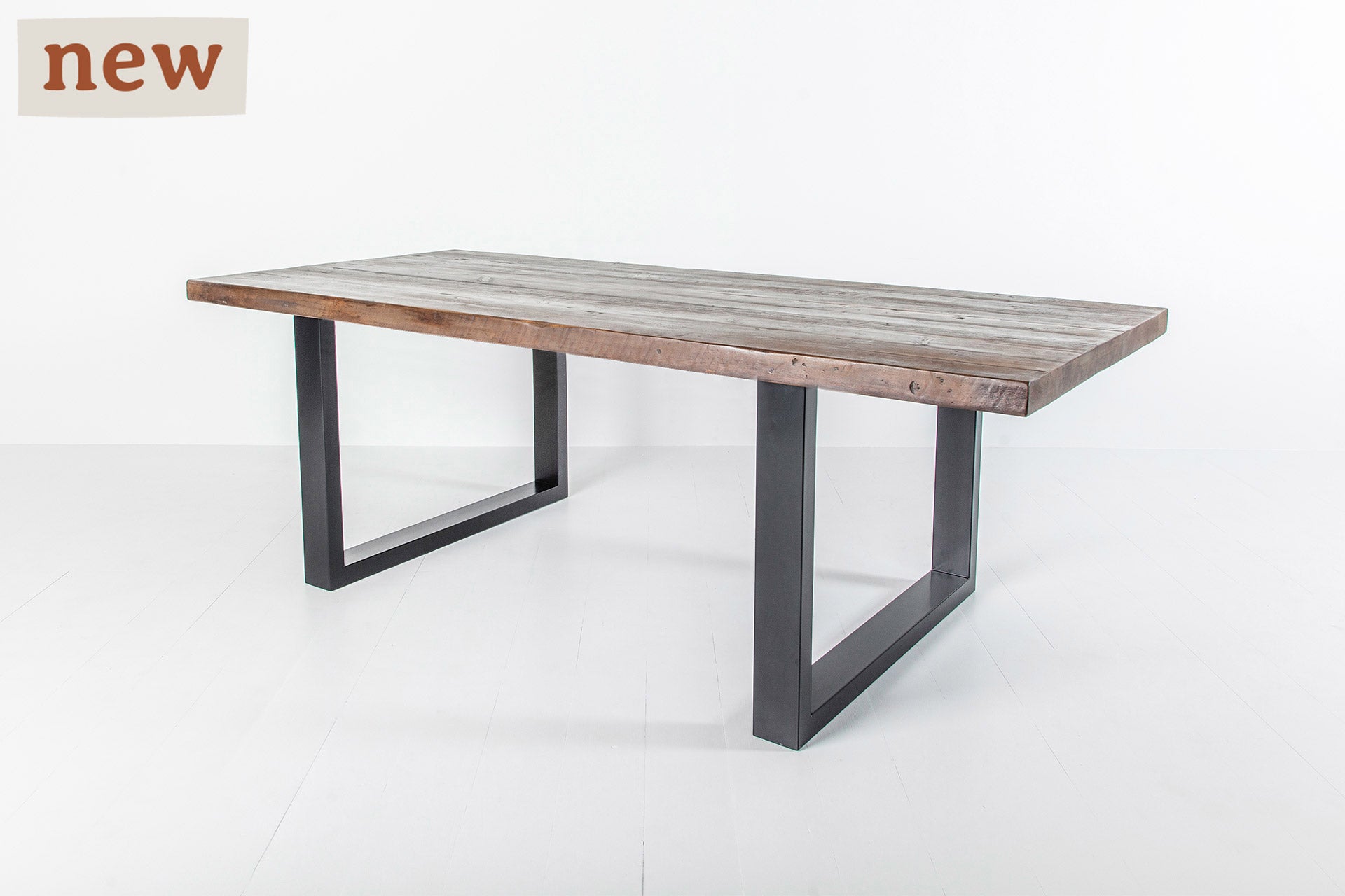 Reclaimed Wood and Painted Metal Rustic Dining Table - Eat Sleep Live