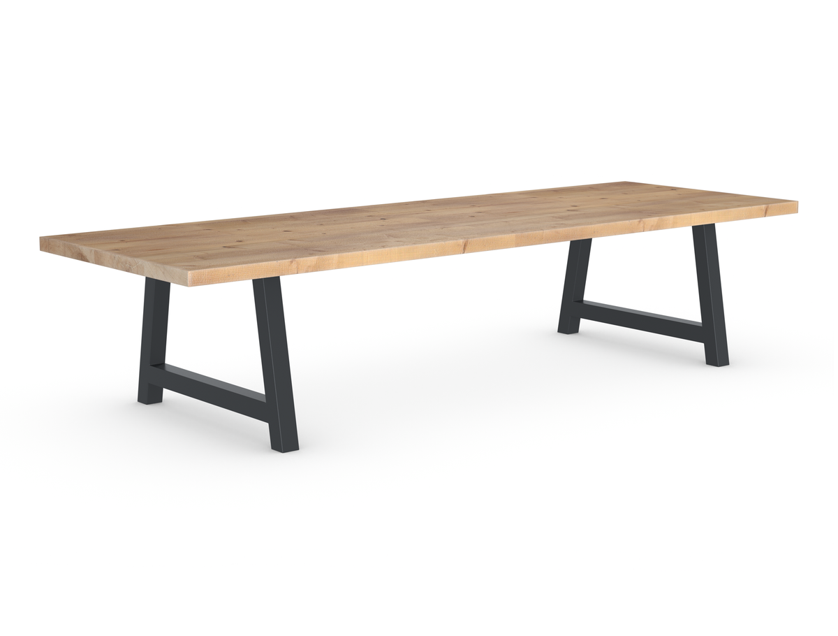 Reclaimed Wood Long Overhang Custom Dining Table – Eat Sleep Live