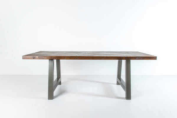 Reclaimed Wood Long Overhang Custom Dining Table – Eat Sleep Live