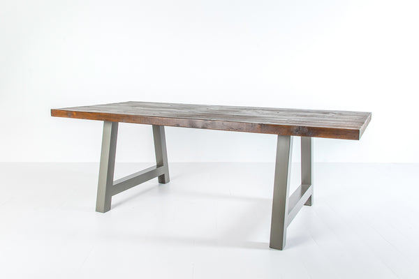 Reclaimed Wood Long Overhang Custom Dining Table – Eat Sleep Live