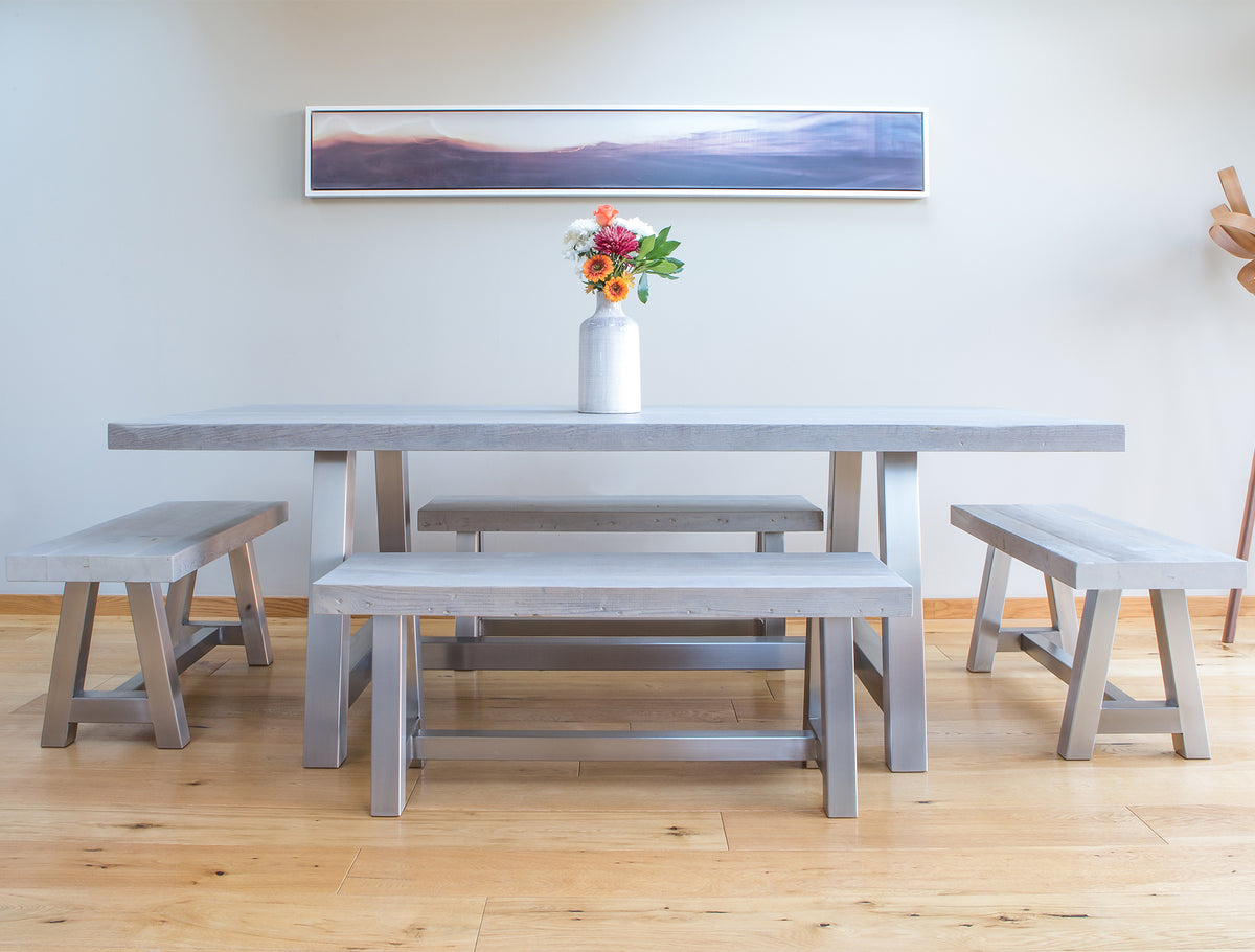 Reclaimed Wood and Metal Rustic Dining Table Eat Sleep Live